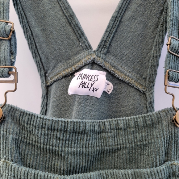 Princess Polly Kacey Ribbed Corduroy Shortall Size 4 Coveralls Hunter Green - Picture 8 of 13